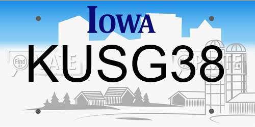 KUSG38 Iowa License Plate