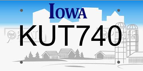 KUT740 Iowa License Plate