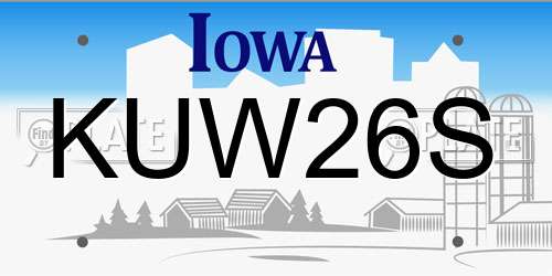 KUW26S Iowa License Plate