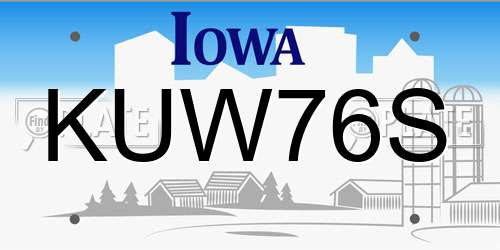 KUW76S Iowa License Plate