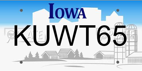 KUWT65 Iowa License Plate