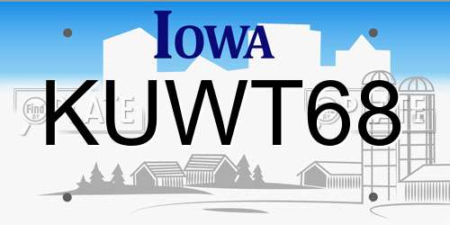 KUWT68 Iowa License Plate
