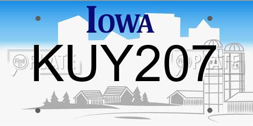 KUY207 Iowa License Plate
