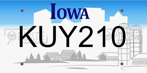 KUY210 Iowa License Plate