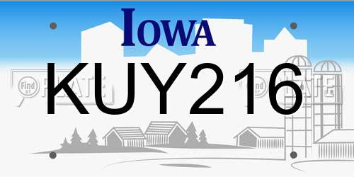 KUY216 Iowa License Plate