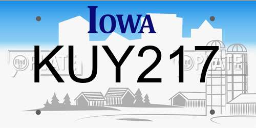 KUY217 Iowa License Plate
