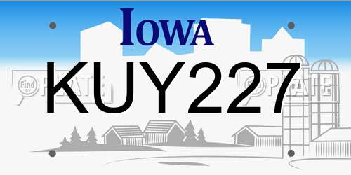 KUY227 Iowa License Plate
