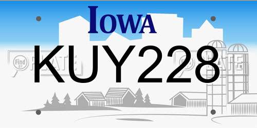 KUY228 Iowa License Plate
