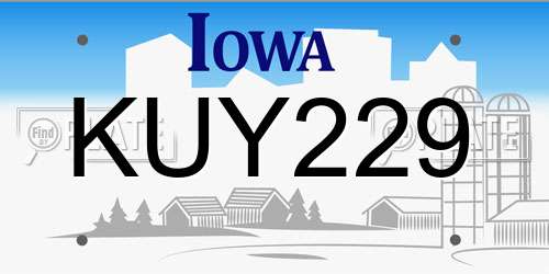 KUY229 Iowa License Plate