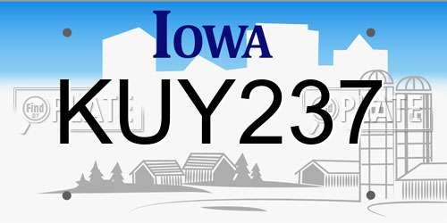 KUY237 Iowa License Plate