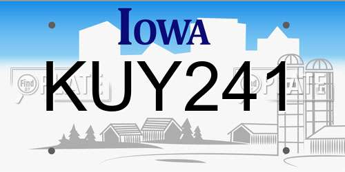 KUY241 Iowa License Plate