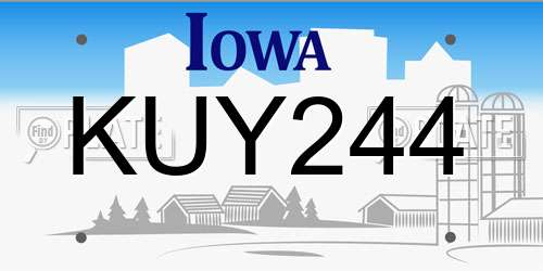 KUY244 Iowa License Plate