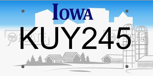 KUY245 Iowa License Plate