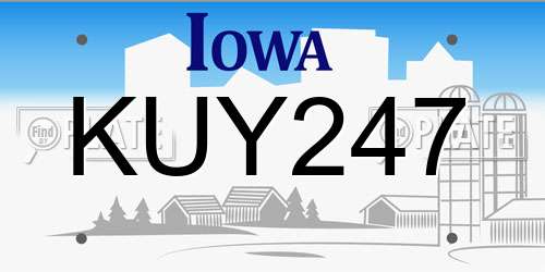 KUY247 Iowa License Plate