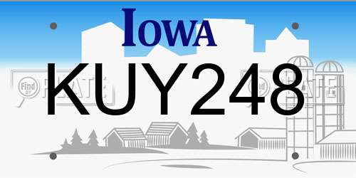 KUY248 Iowa License Plate