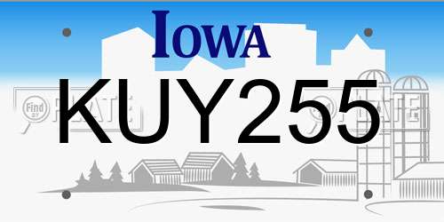 KUY255 Iowa License Plate