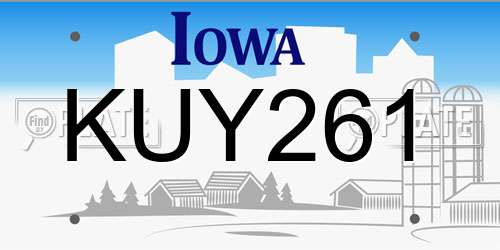 KUY261 Iowa License Plate
