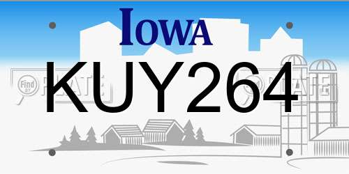KUY264 Iowa License Plate