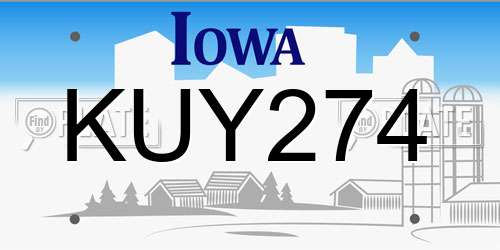 KUY274 Iowa License Plate