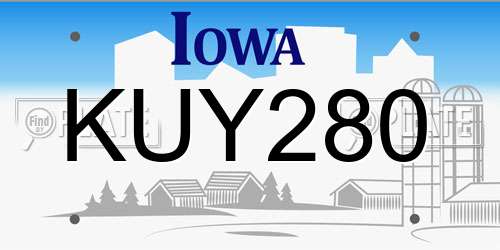 KUY280 Iowa License Plate