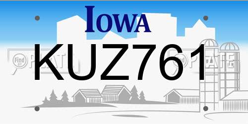 KUZ761 Iowa License Plate