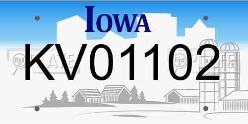 KV01102 Iowa License Plate