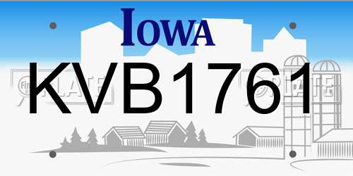 KVB1761 Iowa License Plate