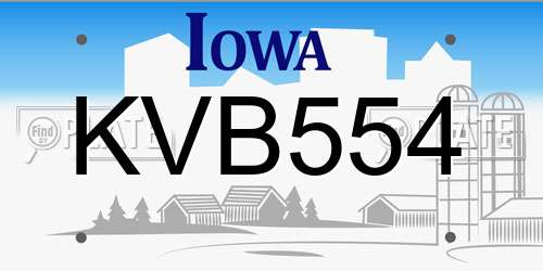 KVB554 Iowa License Plate