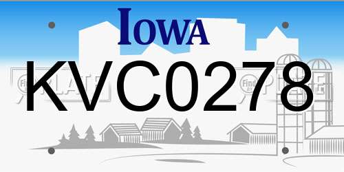 KVC0278 Iowa License Plate