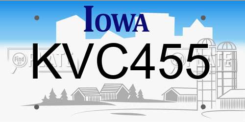 KVC455 Iowa License Plate