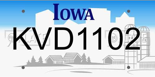 KVD1102 Iowa License Plate