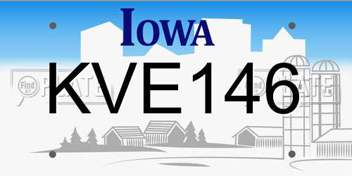 KVE146 Iowa License Plate