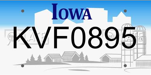 KVF0895 Iowa License Plate