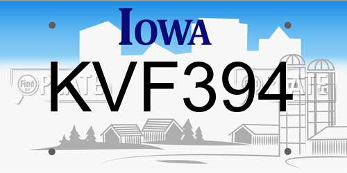 KVF394 Iowa License Plate