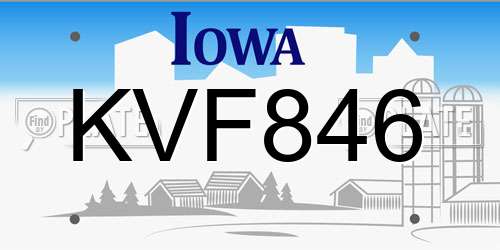 KVF846 Iowa License Plate
