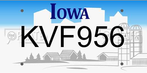 KVF956 Iowa License Plate