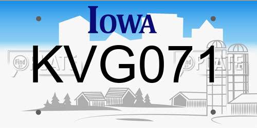 KVG071 Iowa License Plate