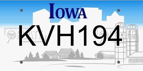 KVH194 Iowa License Plate