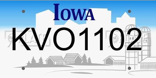 KVO1102 Iowa License Plate