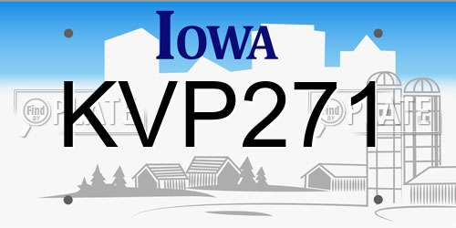 KVP271 Iowa License Plate
