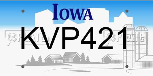 KVP421 Iowa License Plate