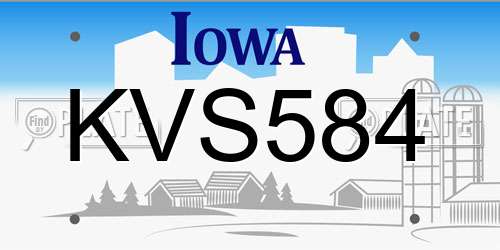 KVS584 Iowa License Plate