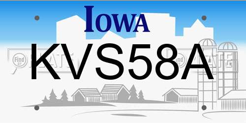 KVS58A Iowa License Plate