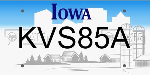 KVS85A Iowa License Plate