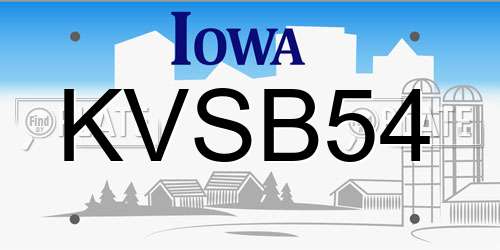 KVSB54 Iowa License Plate