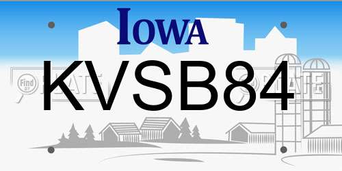 KVSB84 Iowa License Plate