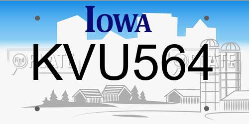 KVU564 Iowa License Plate