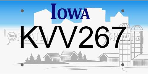 KVV267 Iowa License Plate