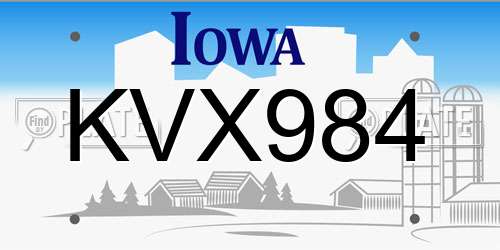 KVX984 Iowa License Plate