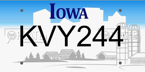 KVY244 Iowa License Plate